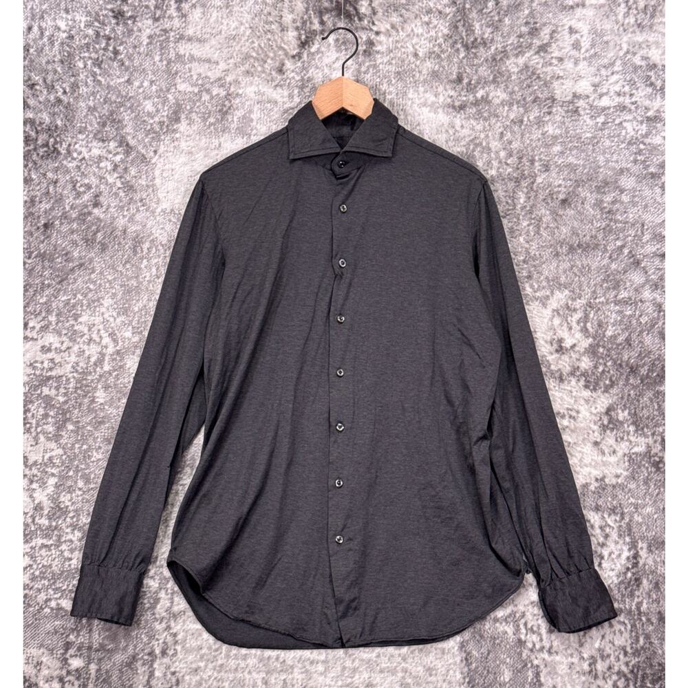 Cesare Attolini Dress Shirt 41 / 16 Mens Gray Jersey Cotton Knit